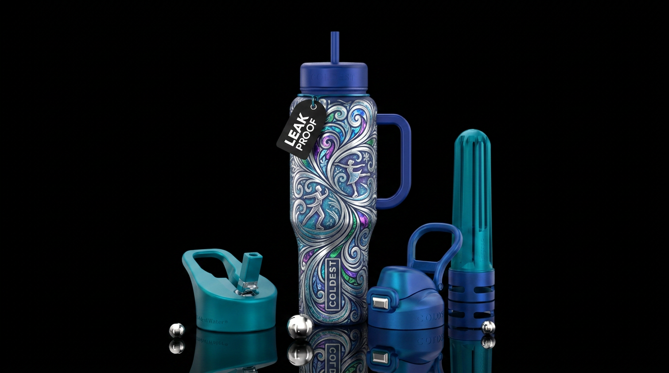 Ice skating art water bottle design