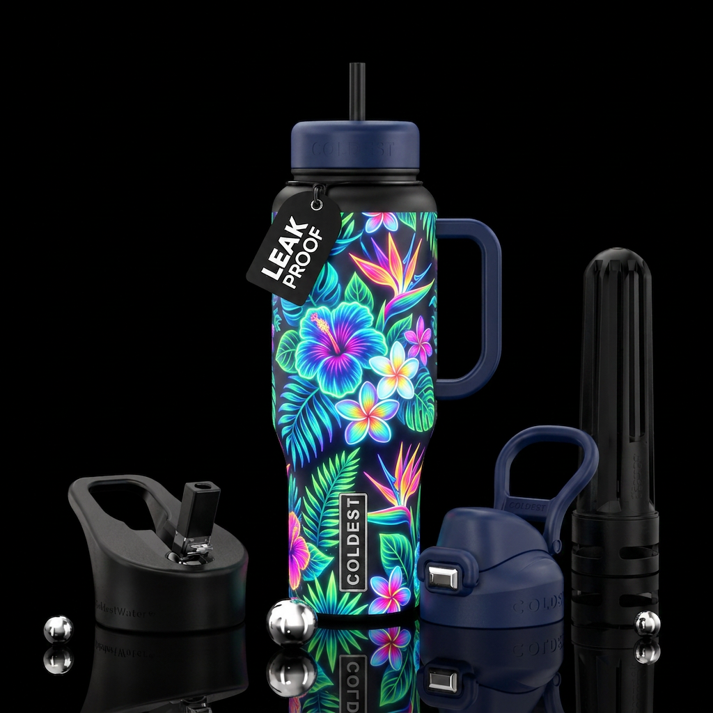 Glowie Hawaiian flowers 🌺 water bottle design