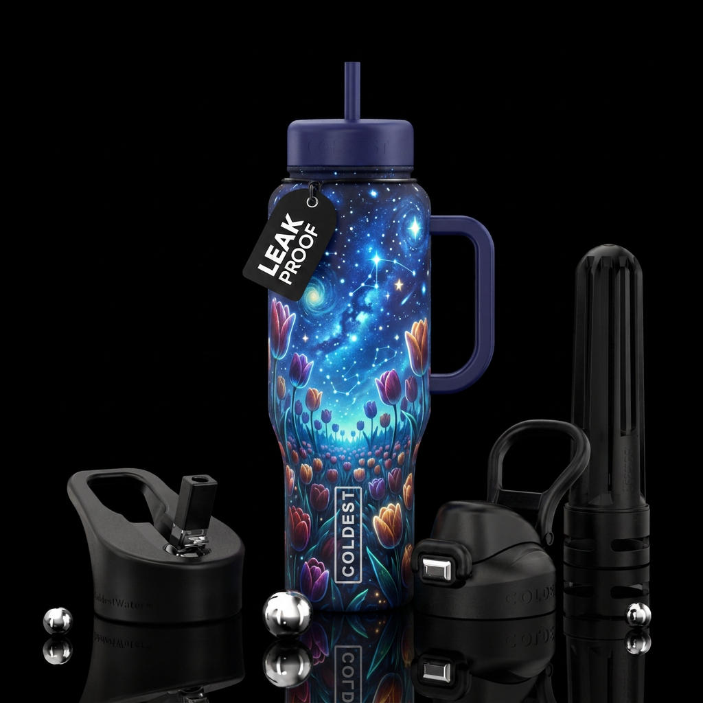 Starry might tulips water bottle design