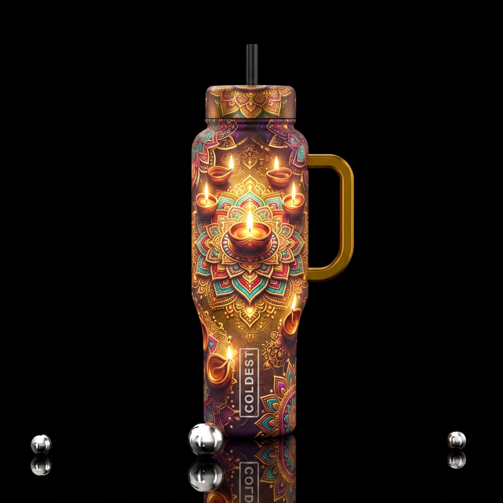 diwali, glowie, water bottle design