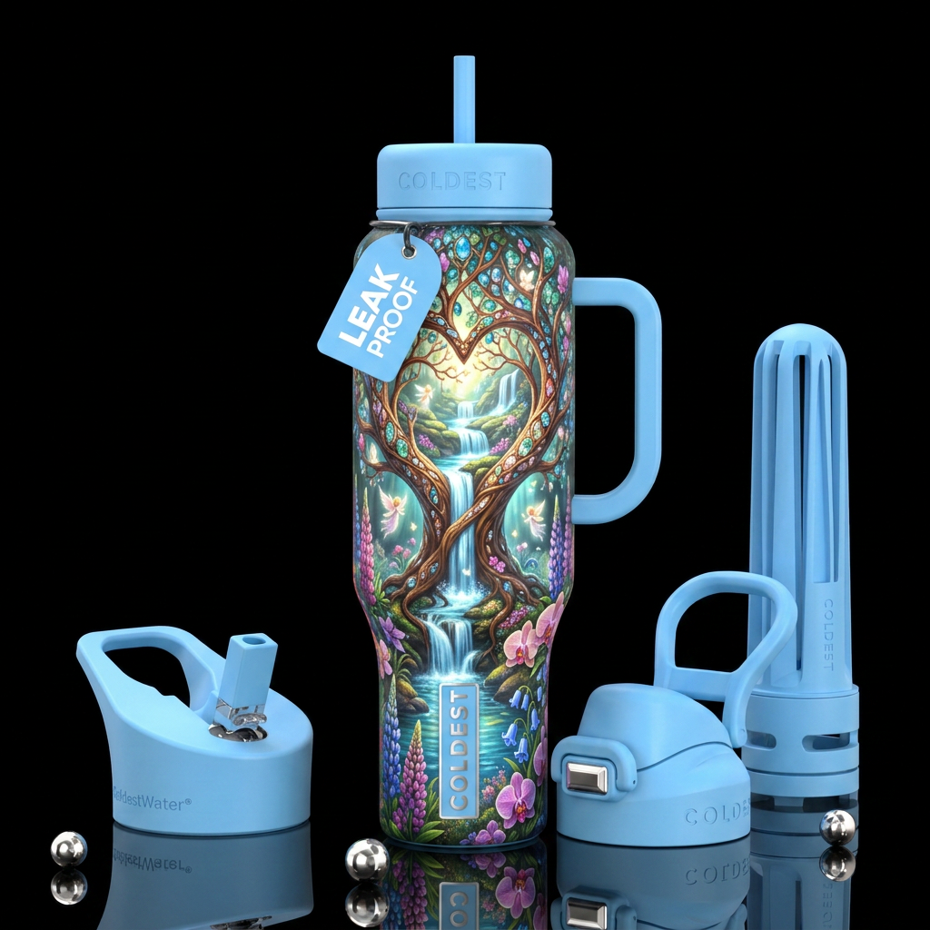Land of the angels water bottle design