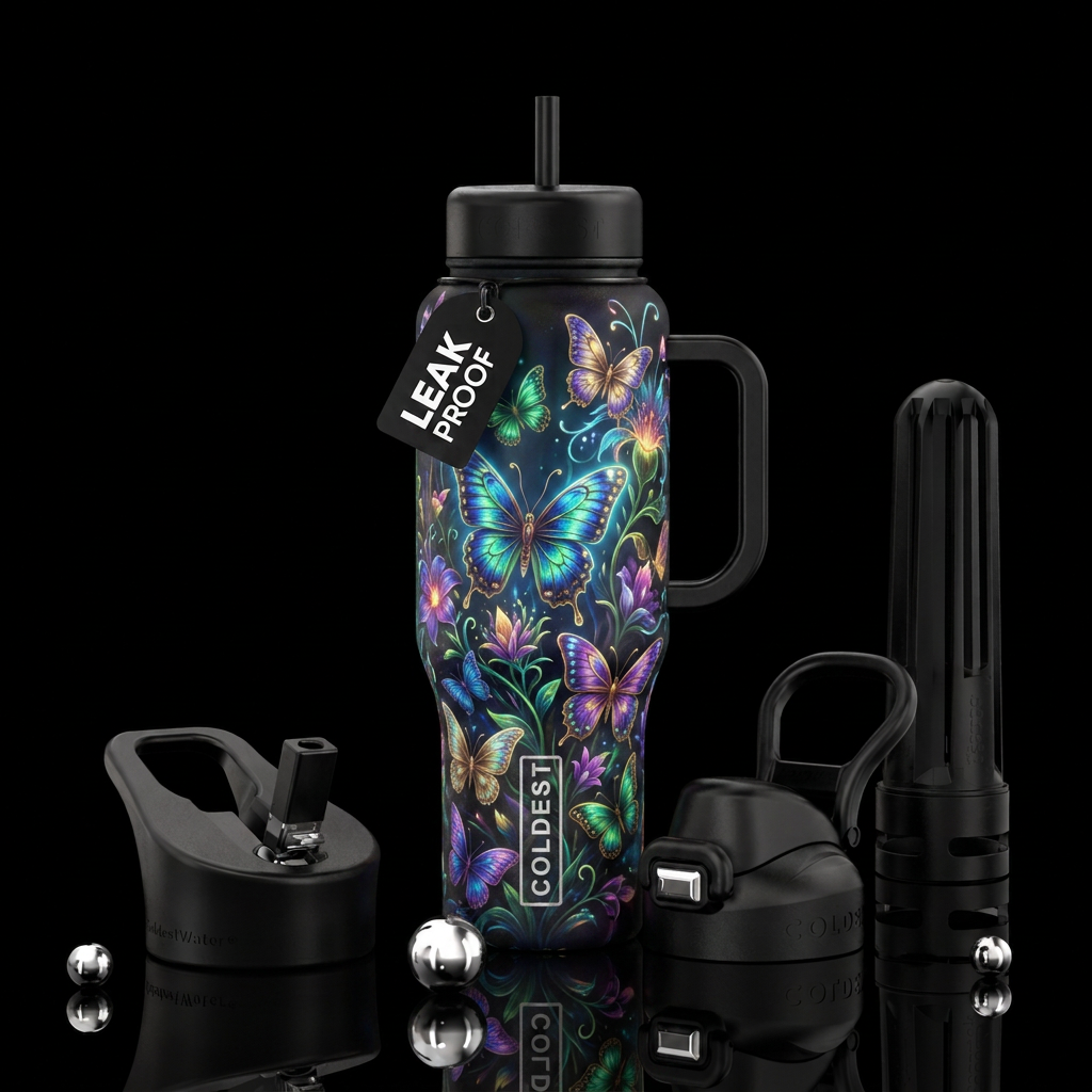 Butterfly garden water bottle design