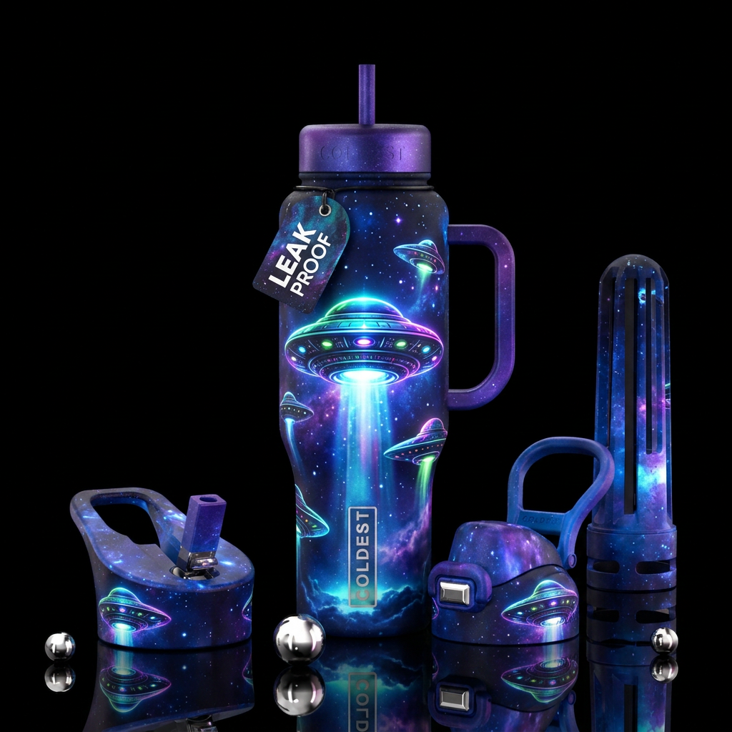 UFOs water bottle design