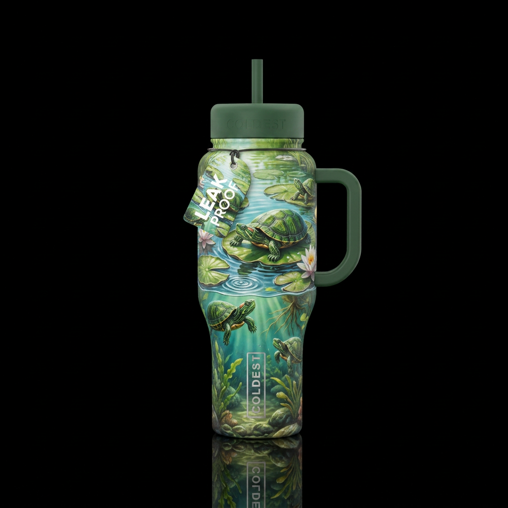 Turtle club water bottle design