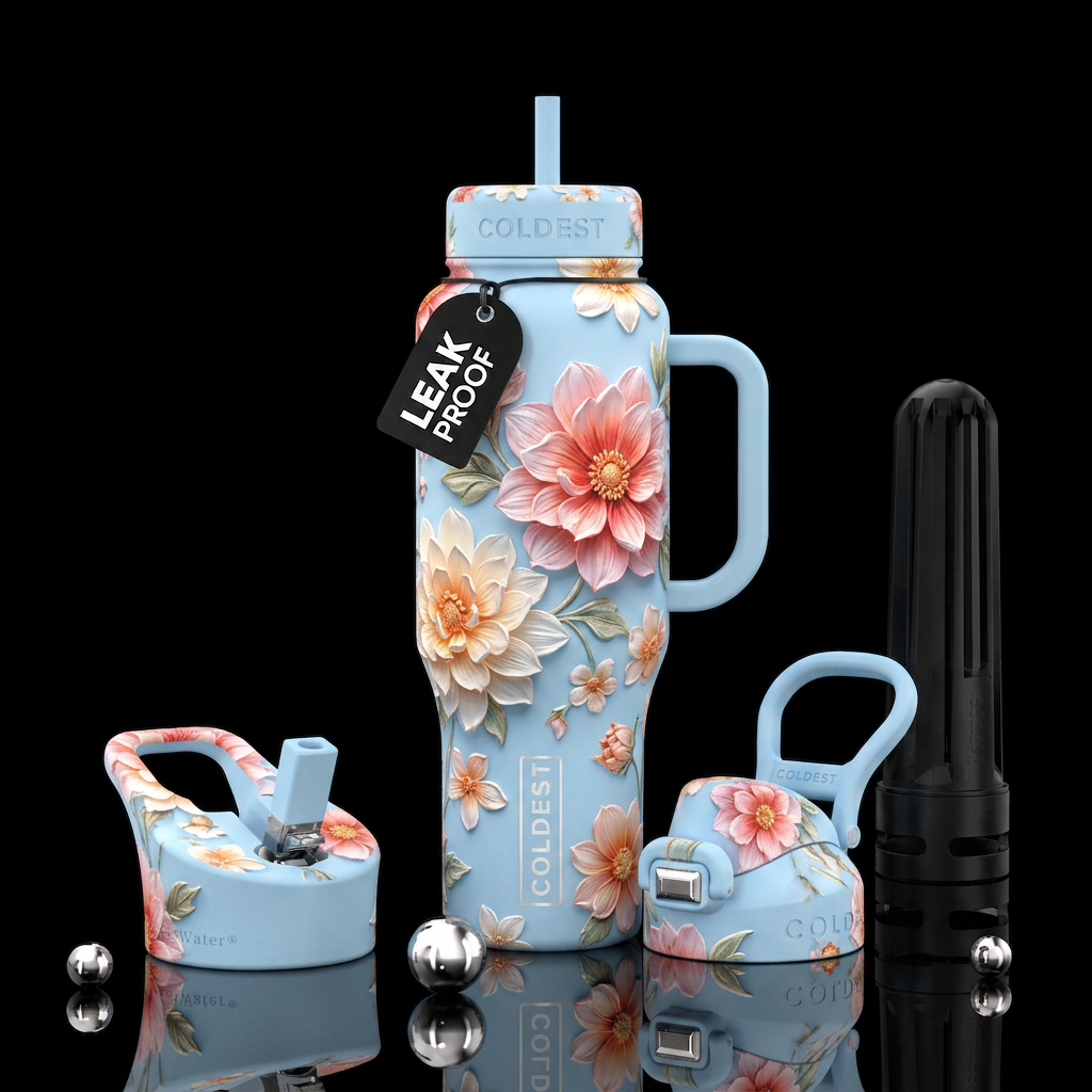 Flowers water bottle design
