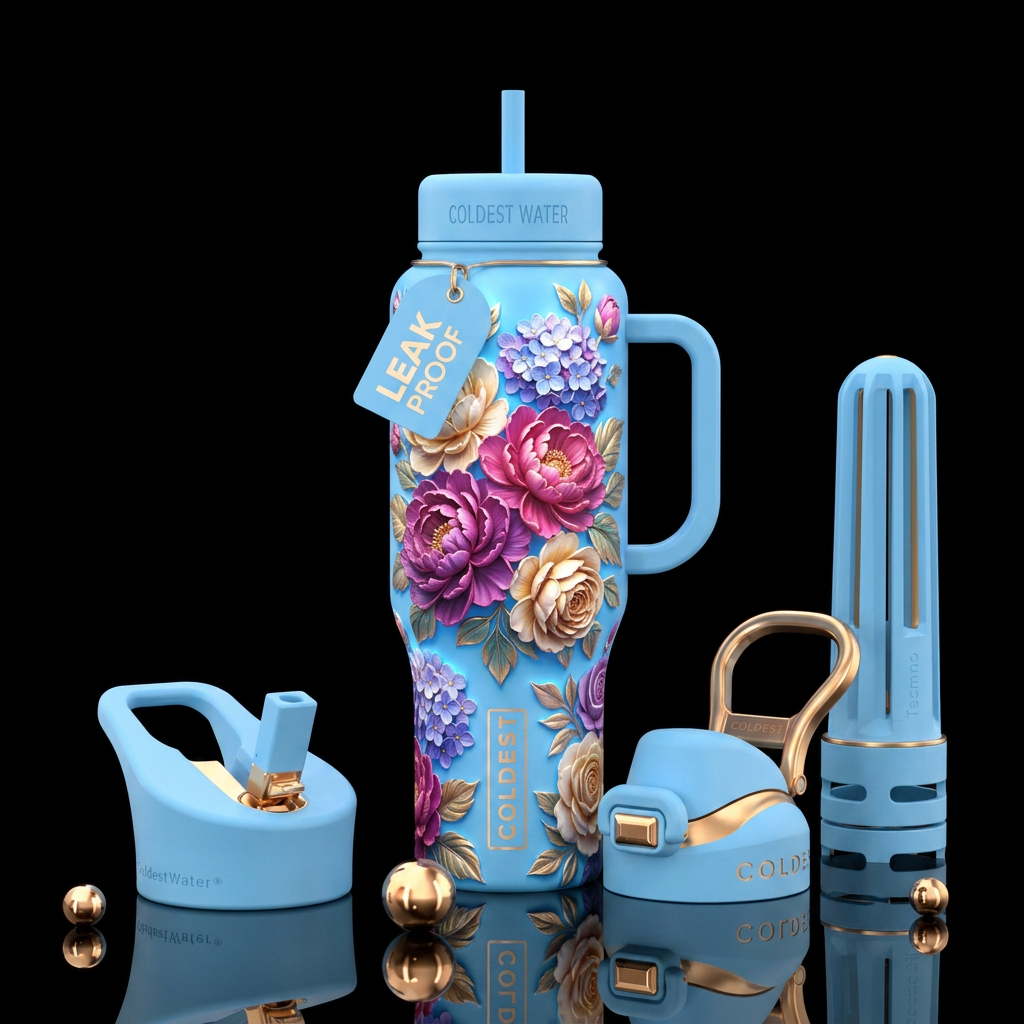 Flowers water bottle design