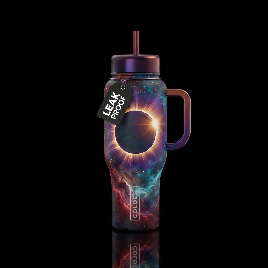 Solar eclipse water bottle design