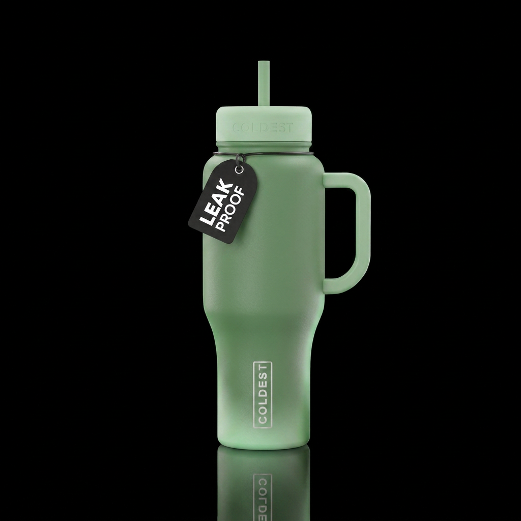 Sage green water bottle design