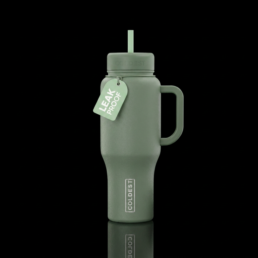 Sage green water bottle design