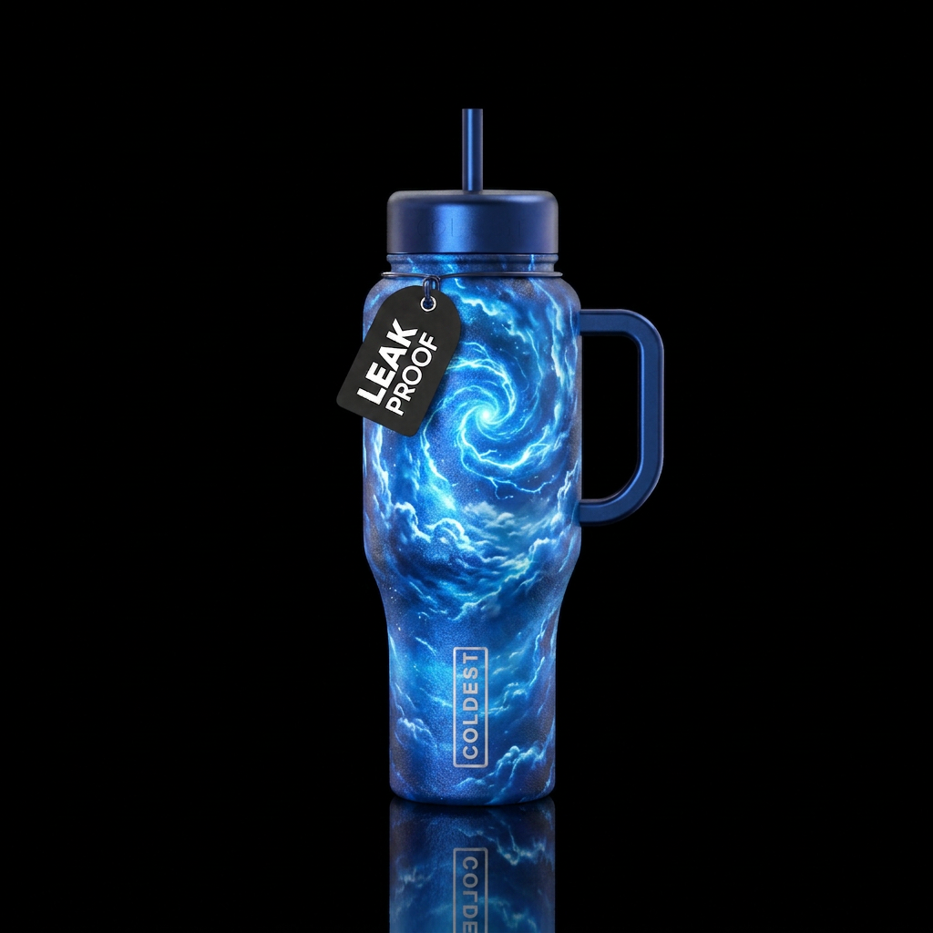 Cloud swirl water bottle design