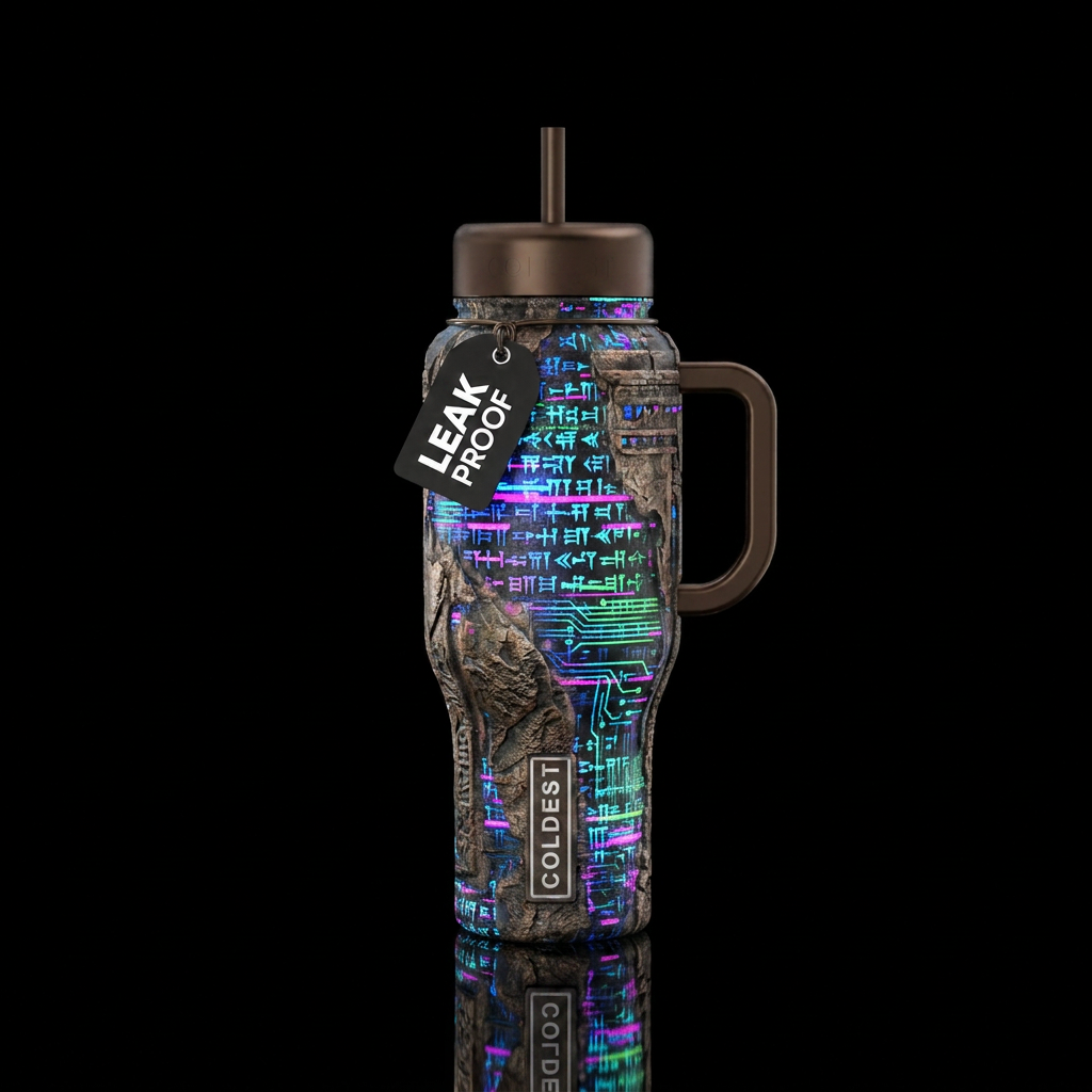 Glitch in the matrix water bottle design