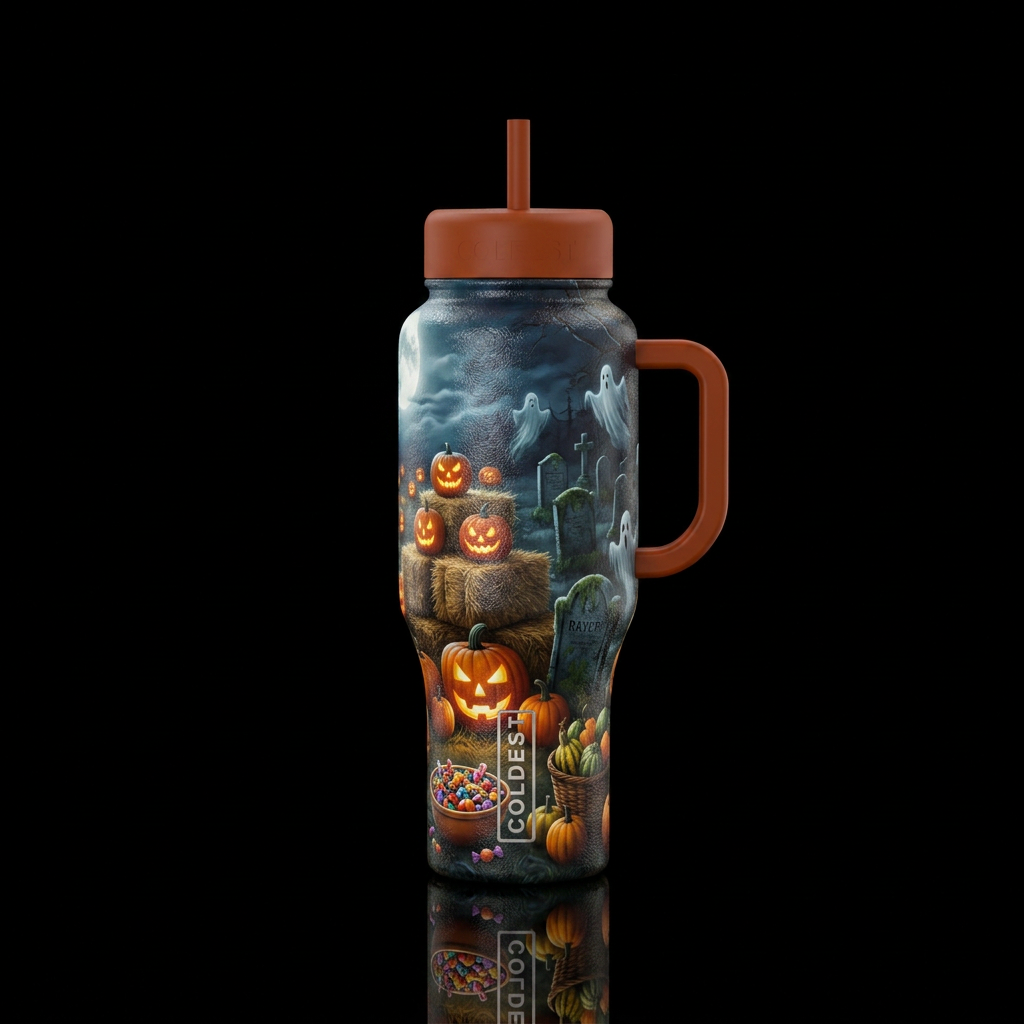 Pumpkin patch water bottle design