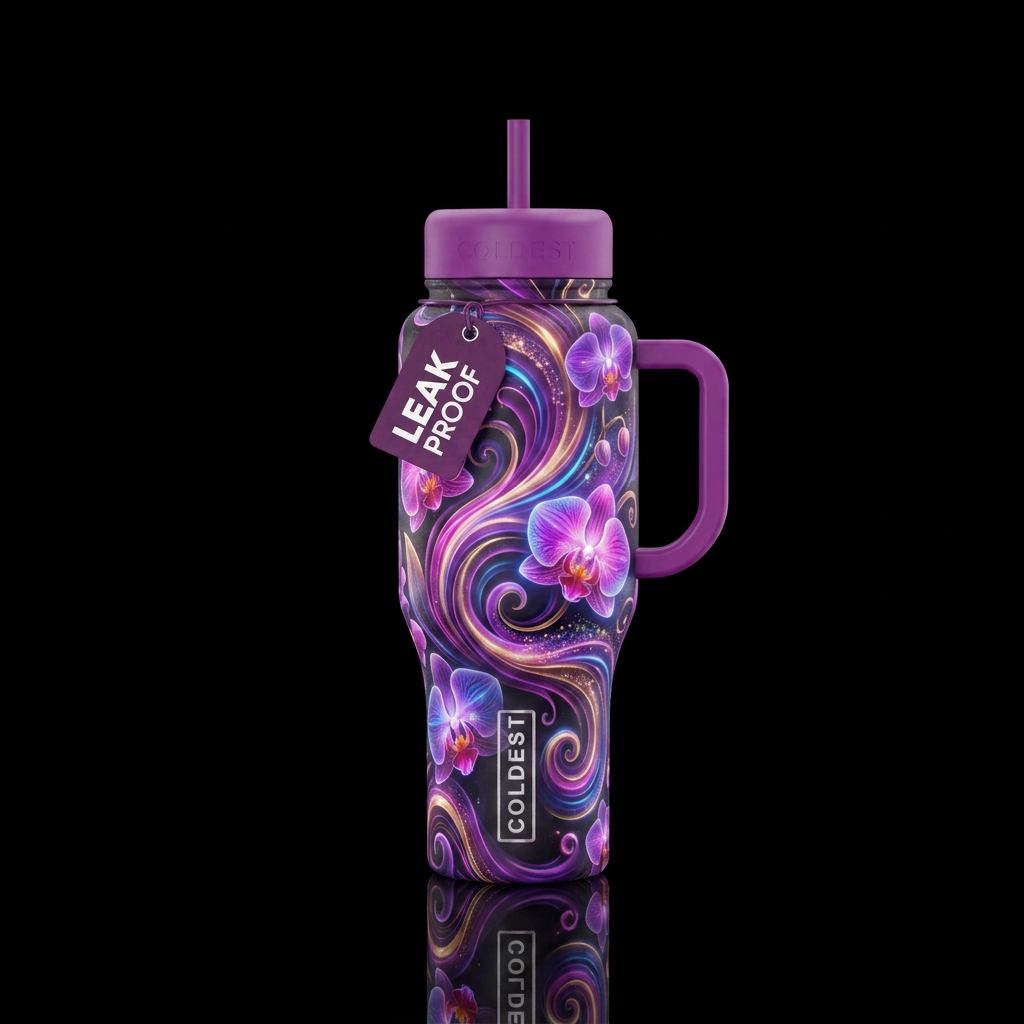 Glowie orchids water bottle design