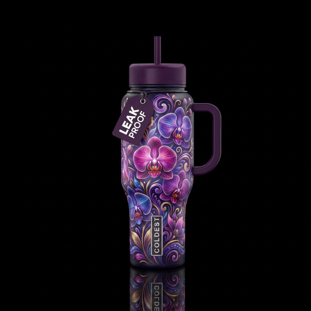 Glowie orchids water bottle design