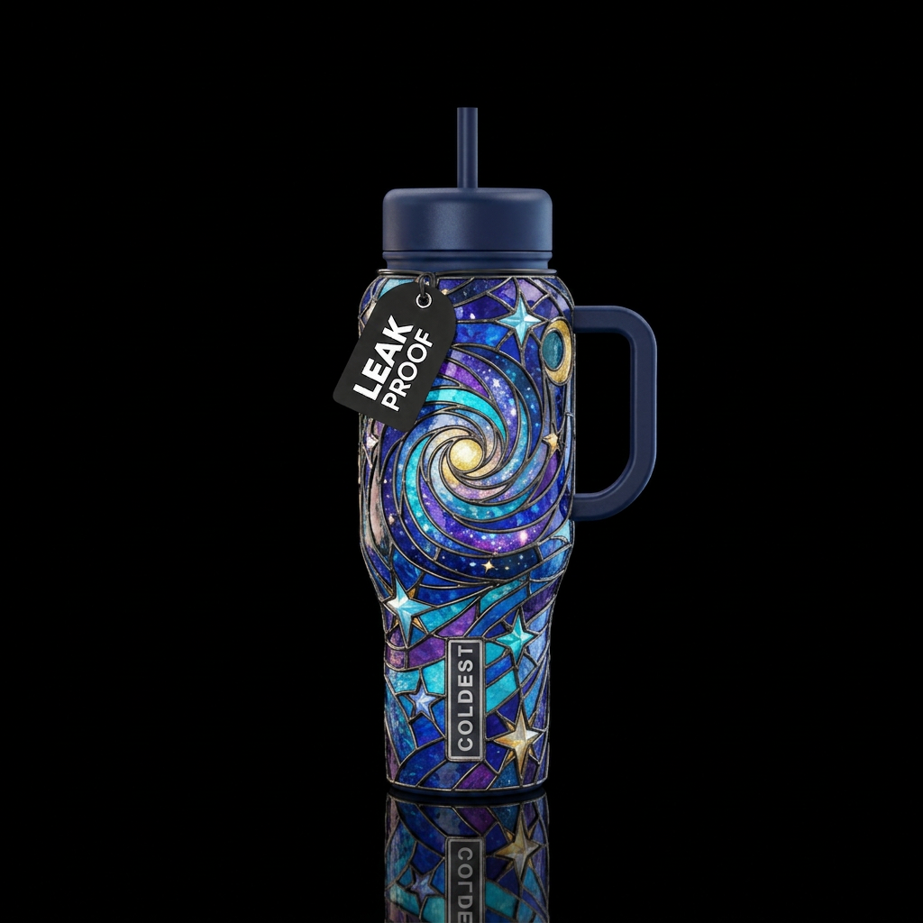 Stained glass water bottle design