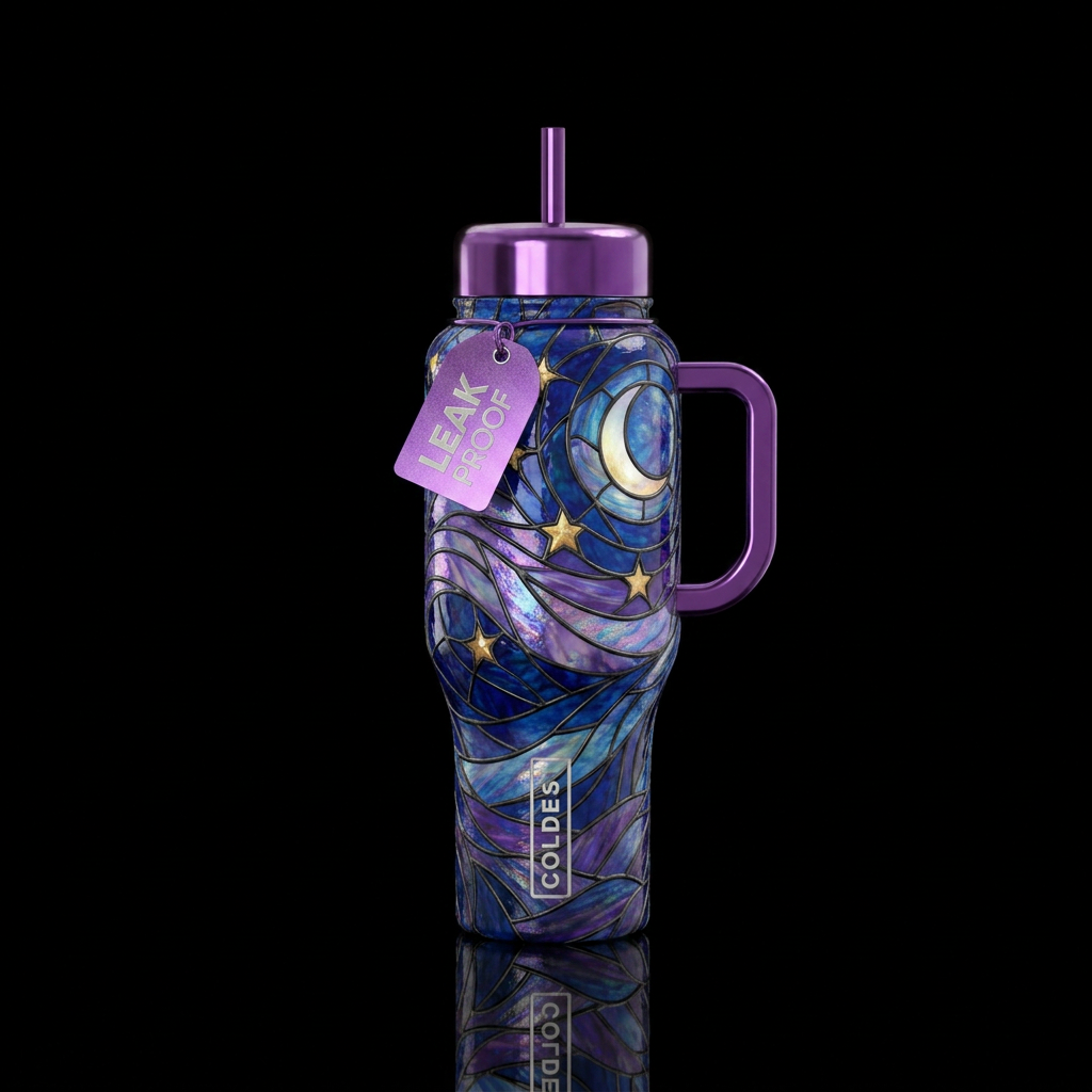 Stained glass water bottle design