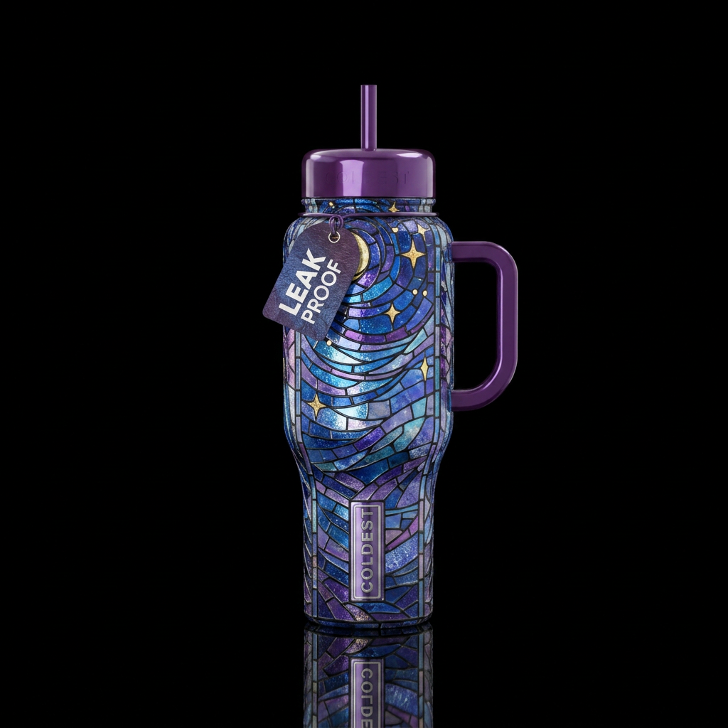 Stained glass water bottle design