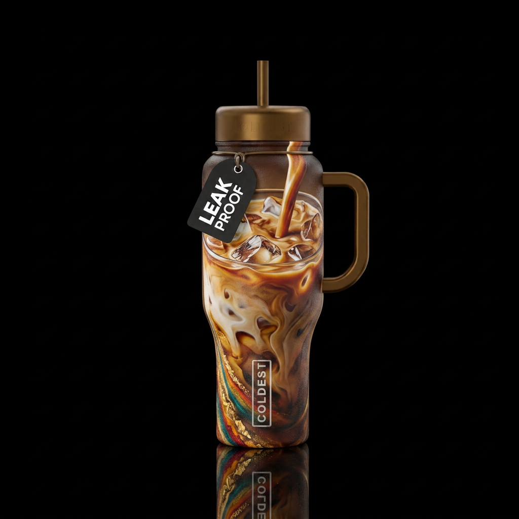 Iced coffee water bottle design