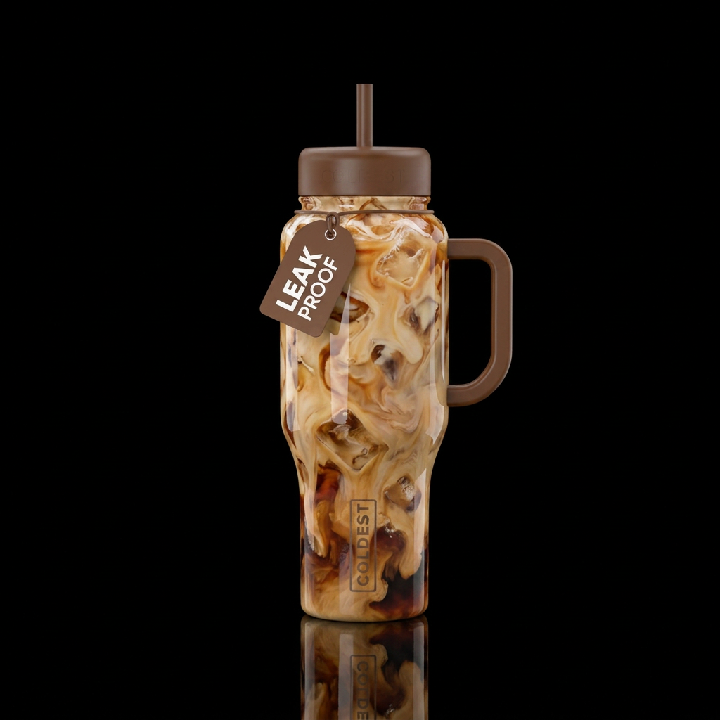 Iced coffee water bottle design