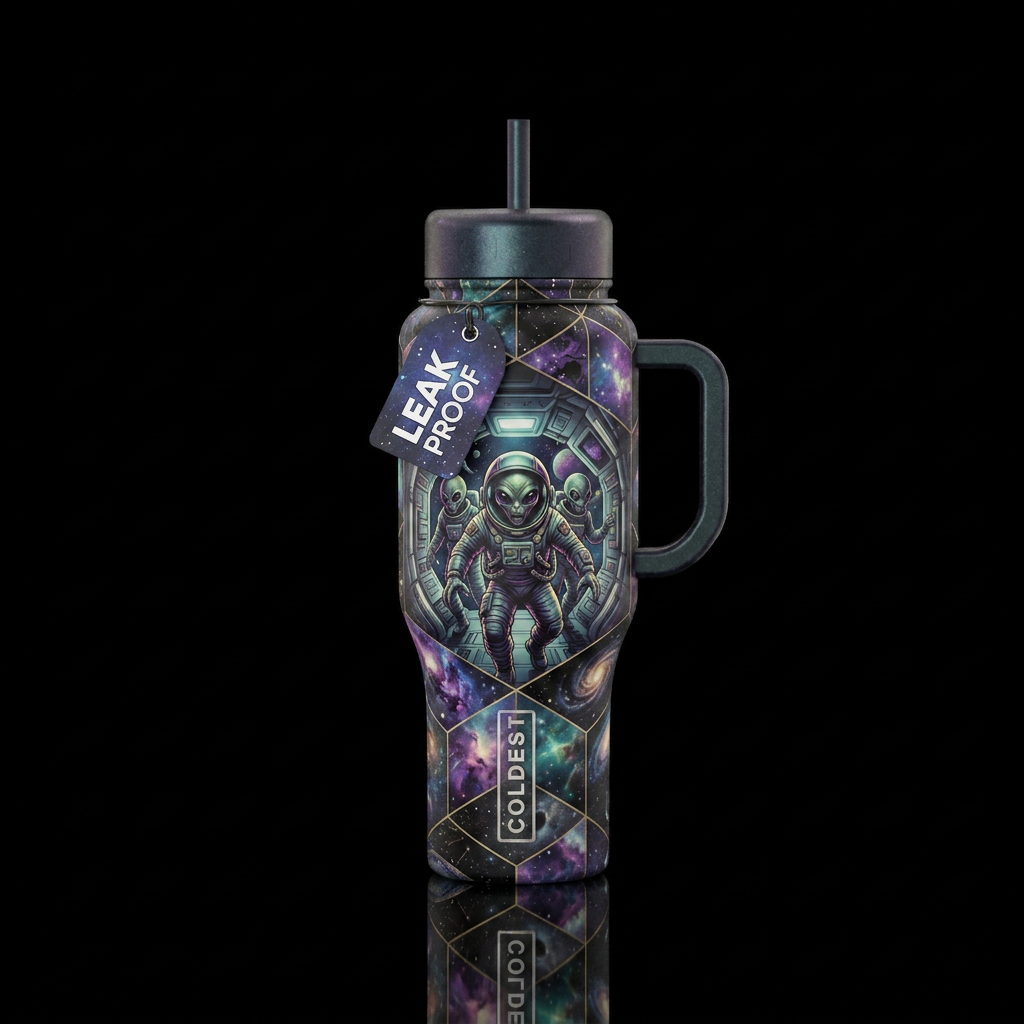 Alien invasion water bottle design