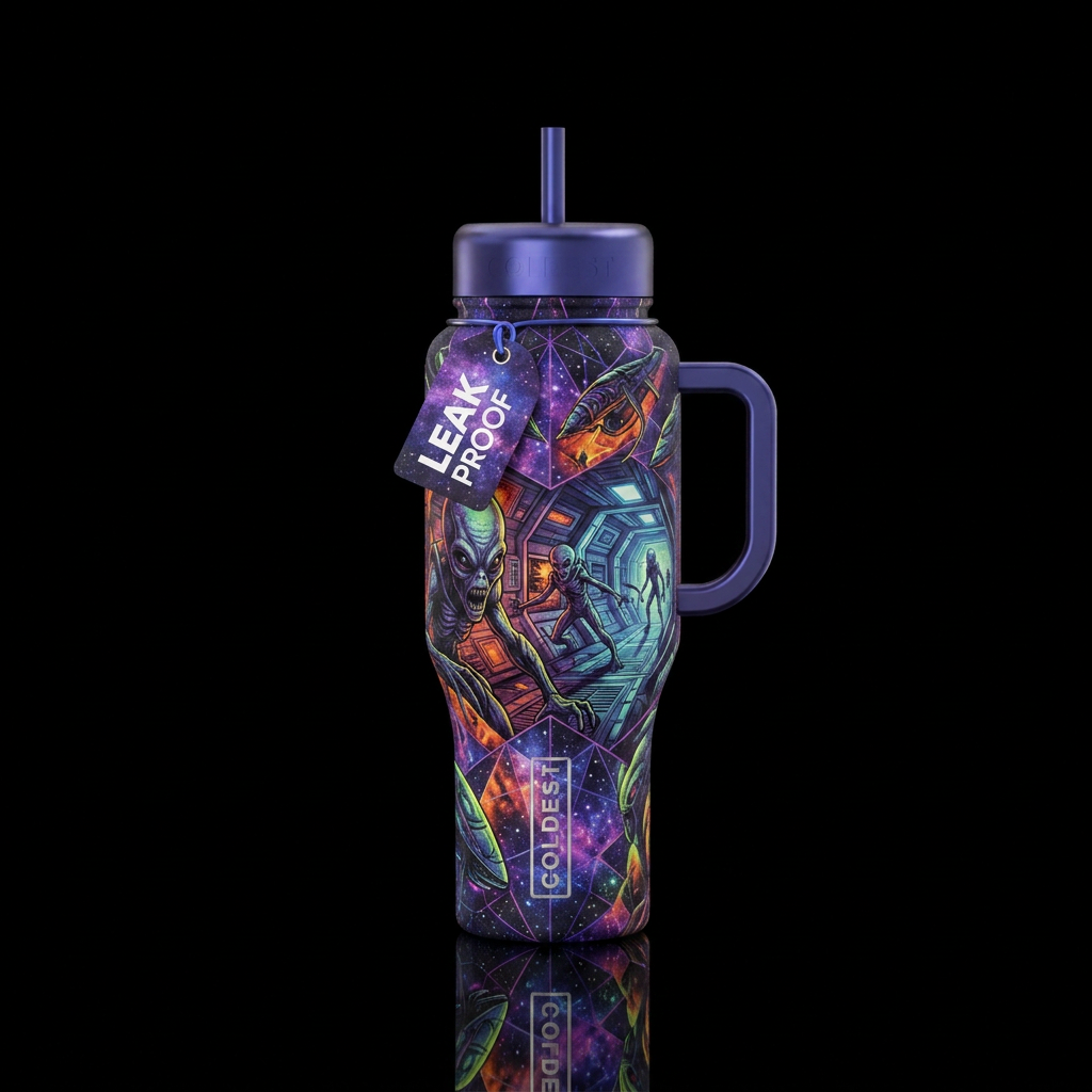 Alien invasion water bottle design