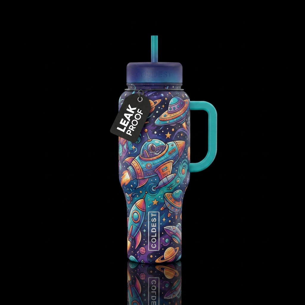 Kids space water bottle design