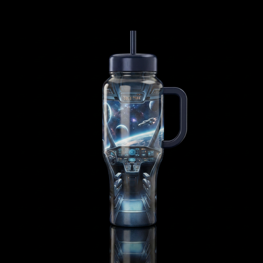 Inside a spaceship water bottle design