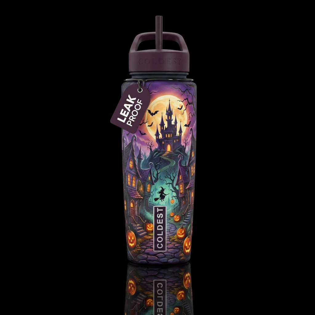Halloween town water bottle design