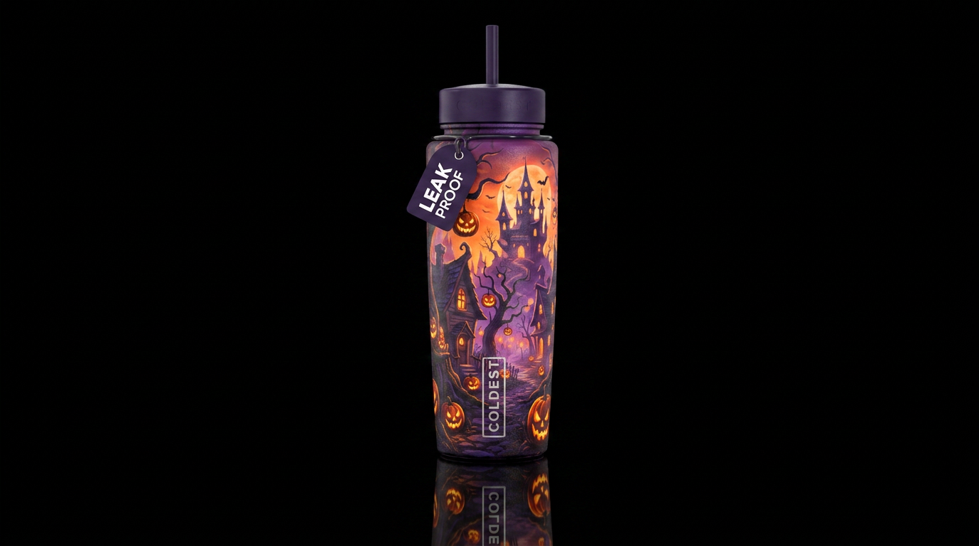 Halloween town water bottle design