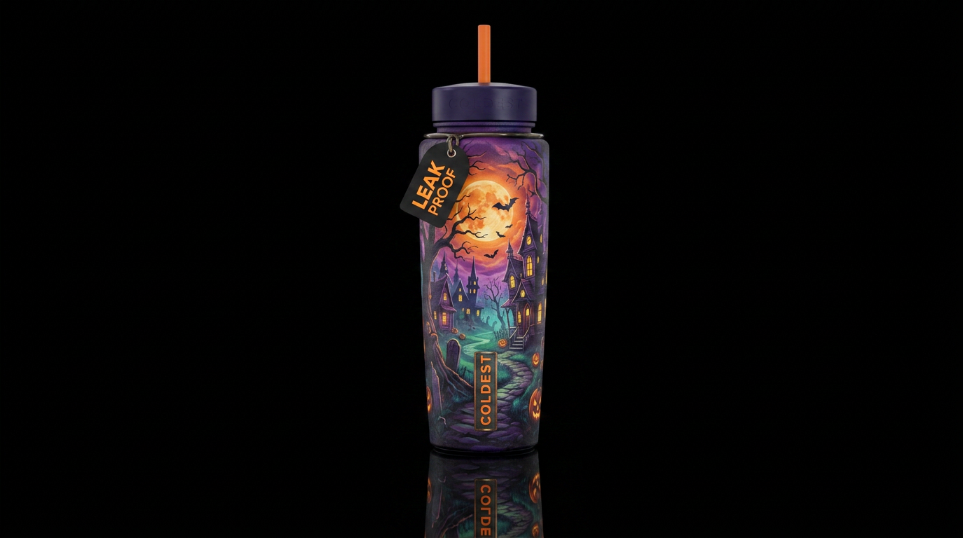 Halloween town water bottle design
