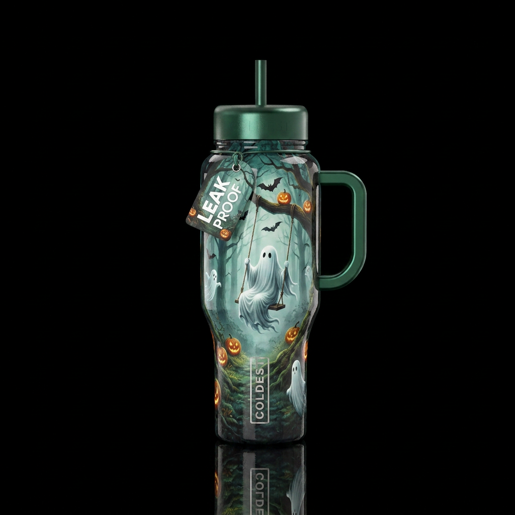Ghost forest water bottle design