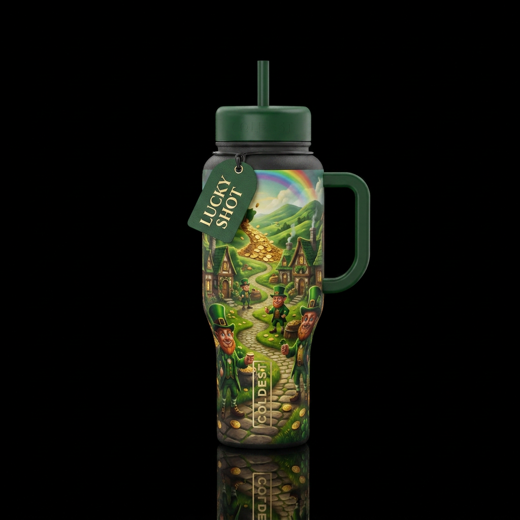 Lucky village water bottle design