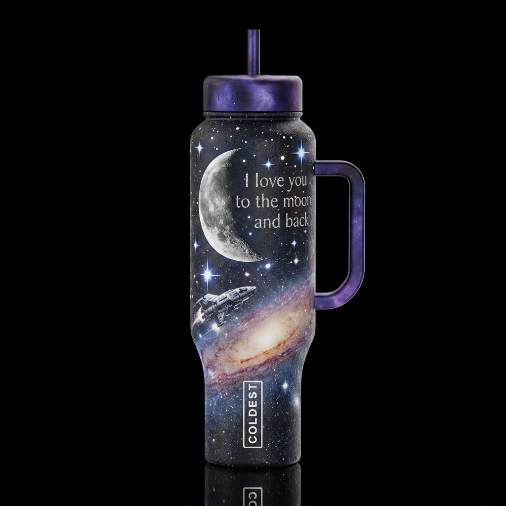 To the moon water bottle design