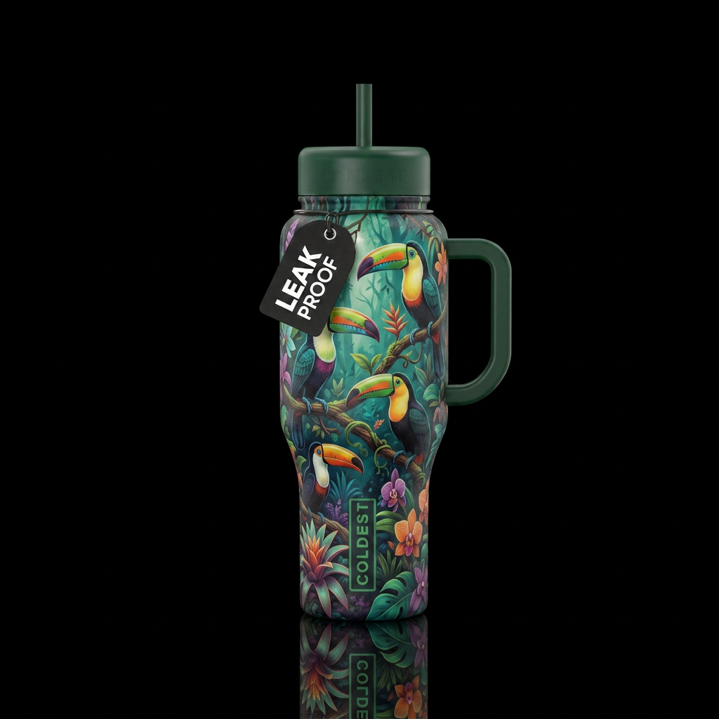 Toucans water bottle design