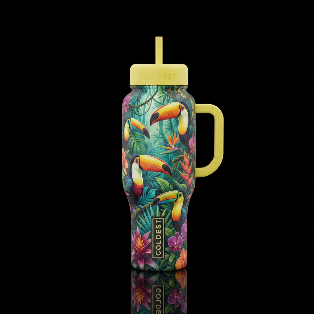 Toucan forest water bottle design