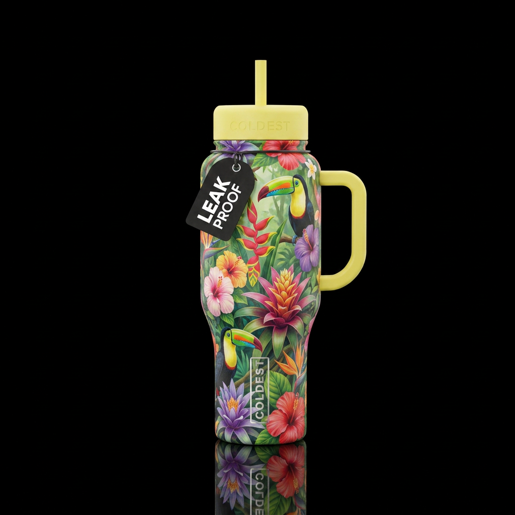 Toucan forest water bottle design