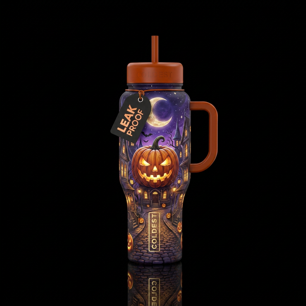 Halloween town water bottle design