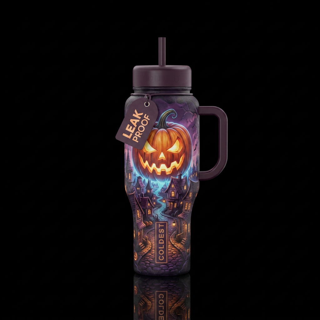 Halloween town water bottle design