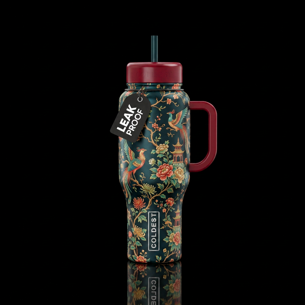 chinoiserie, water bottle design