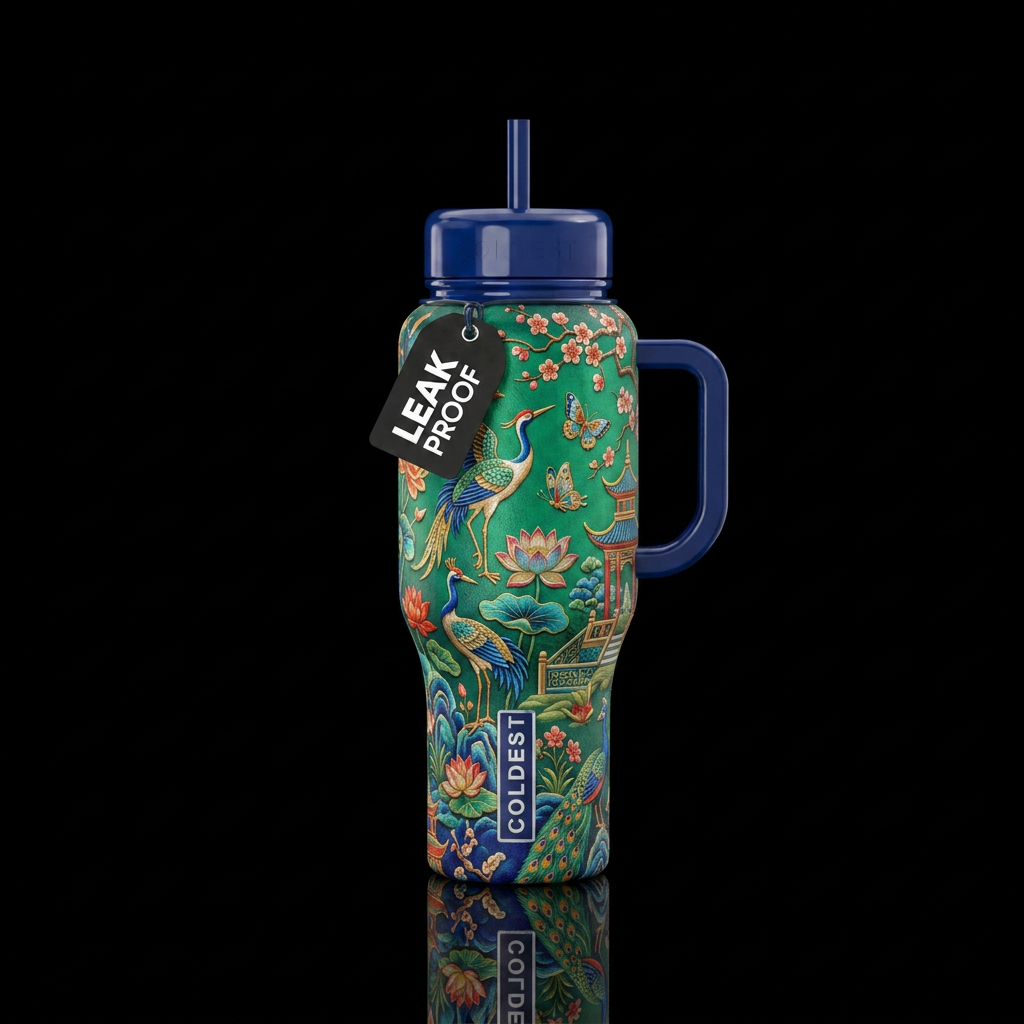 chinoiserie, water bottle design