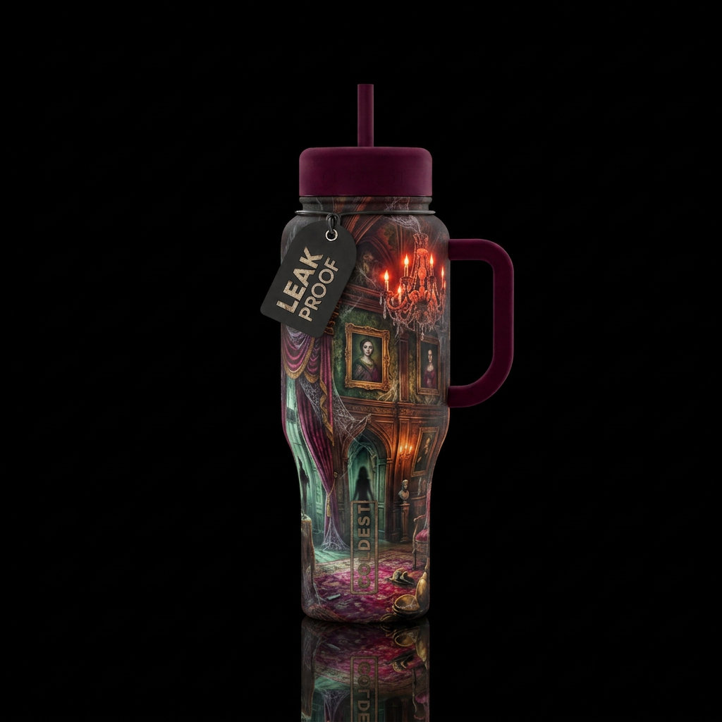 Hunted house water bottle design