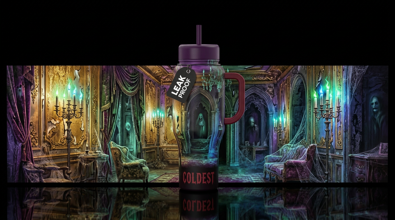 Hunted house water bottle design