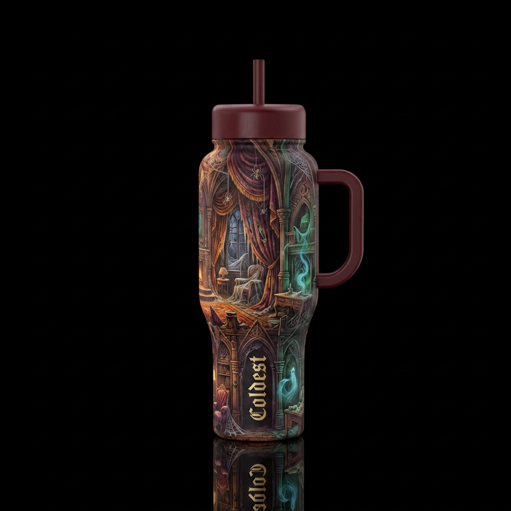 Hunted house water bottle design