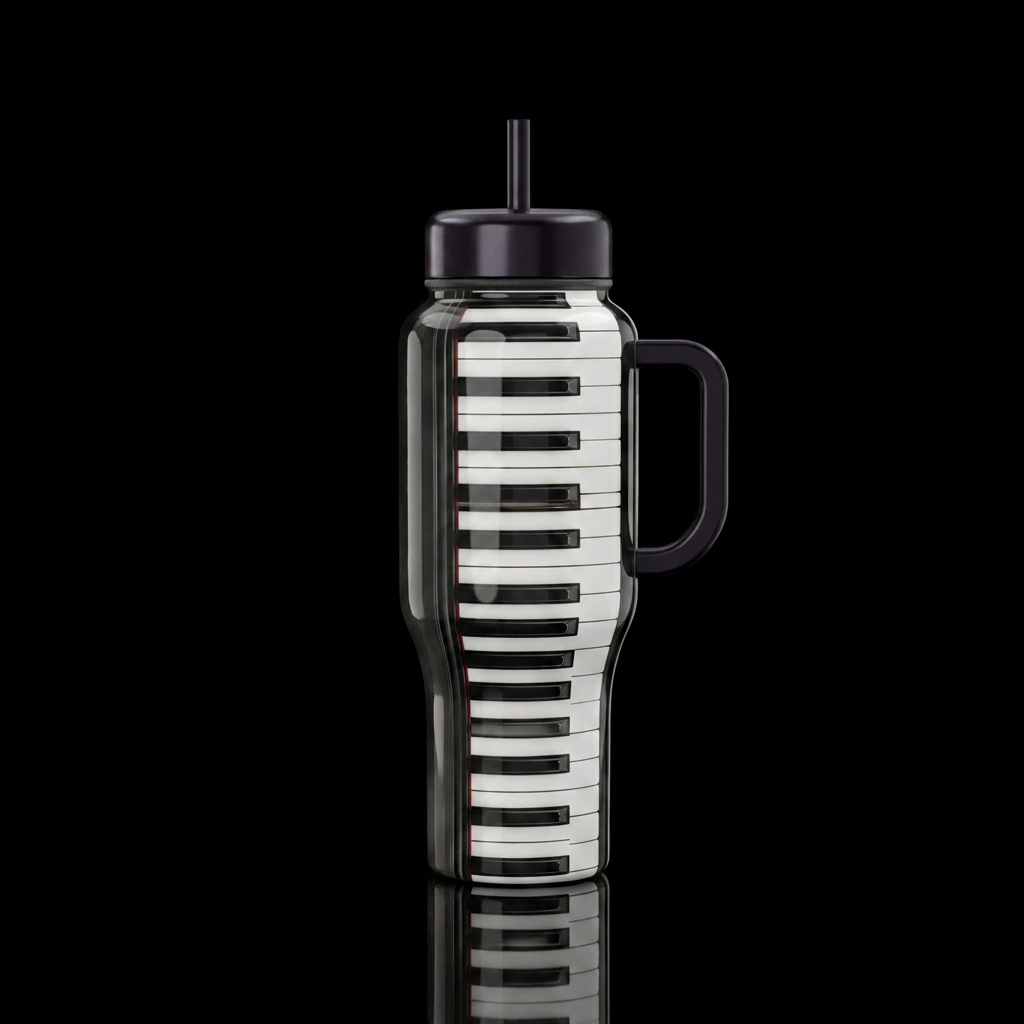 Piano keys water bottle design