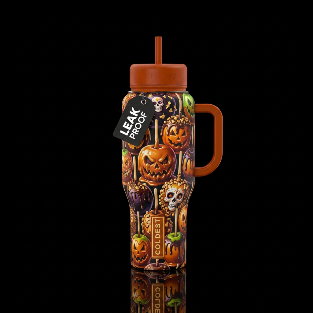 Scary apples water bottle design