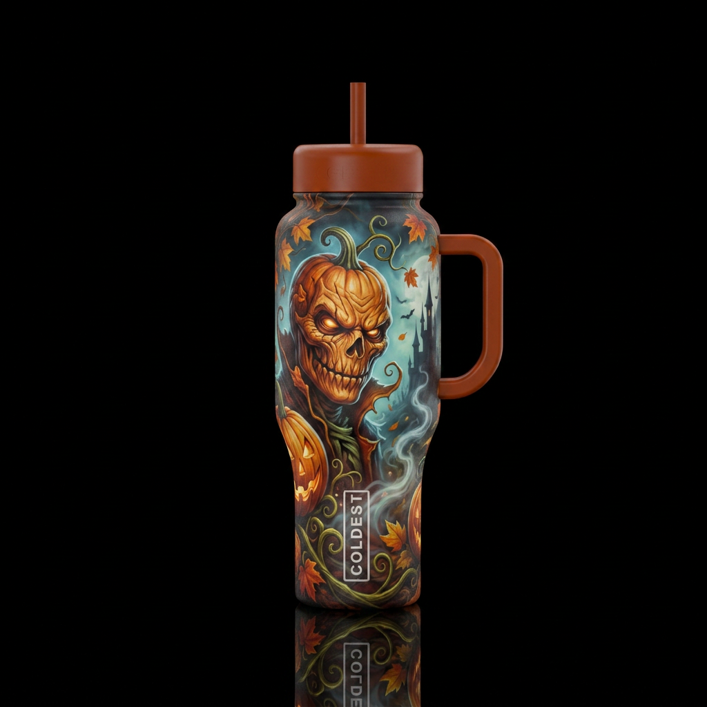 Pumpkin man water bottle design