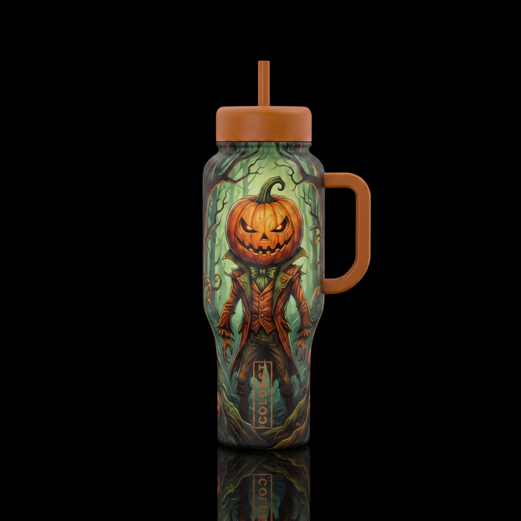 Pumpkin head water bottle design