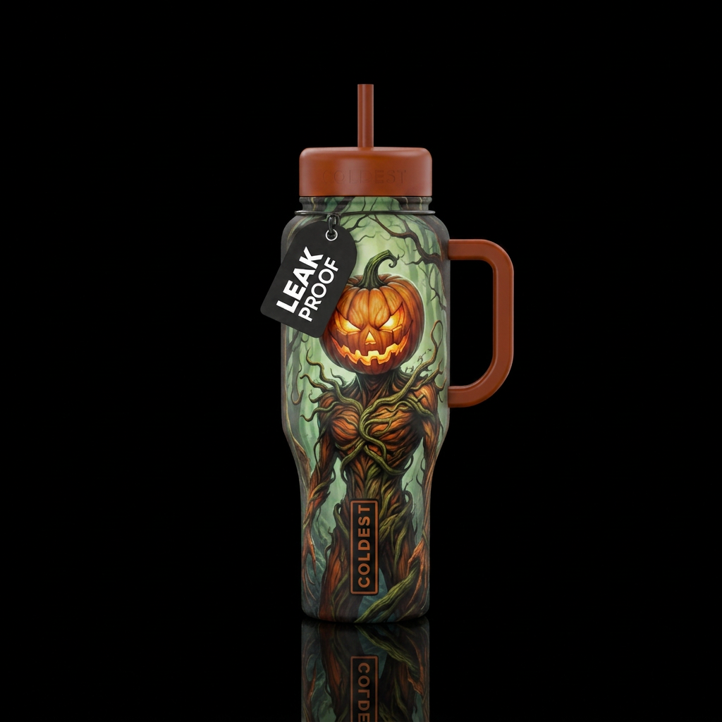 Pumpkin head water bottle design