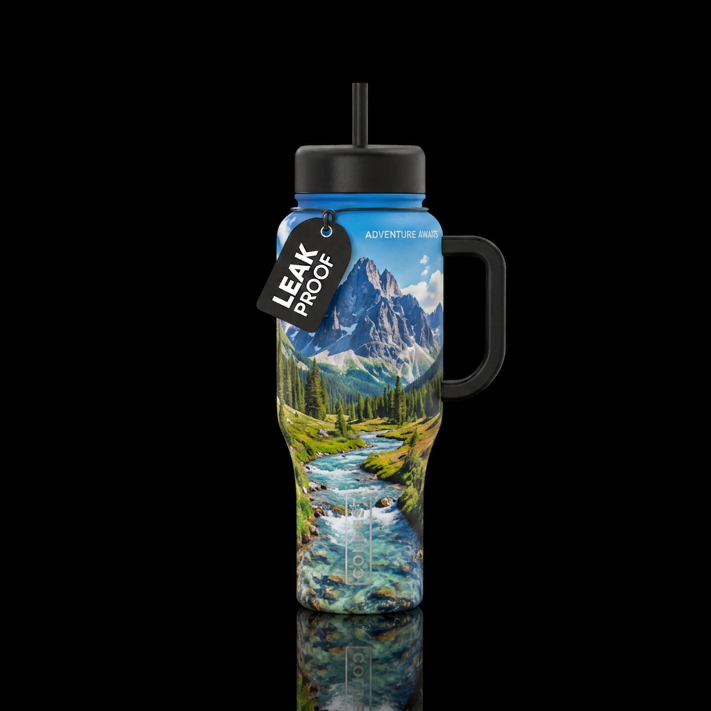 Adventure awaits water bottle design