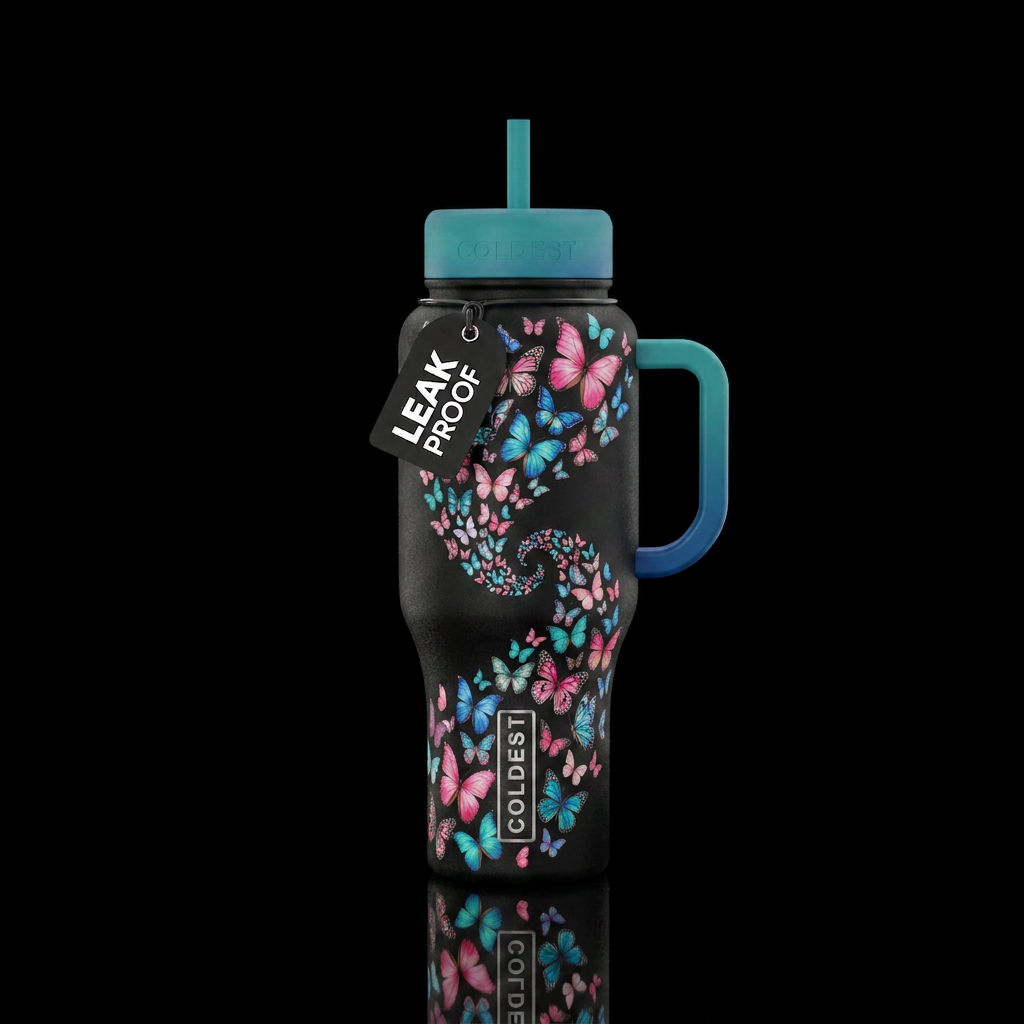 Butterfly swirl water bottle design